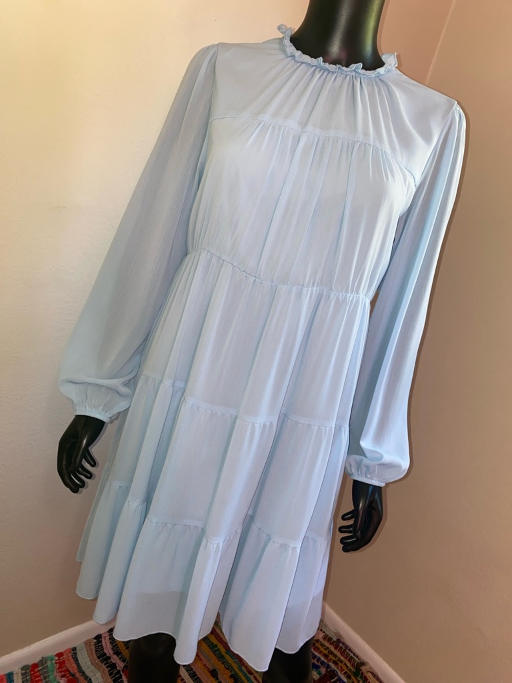 Kirundo Pale Blue Ruffle-Trim Wendy Dress